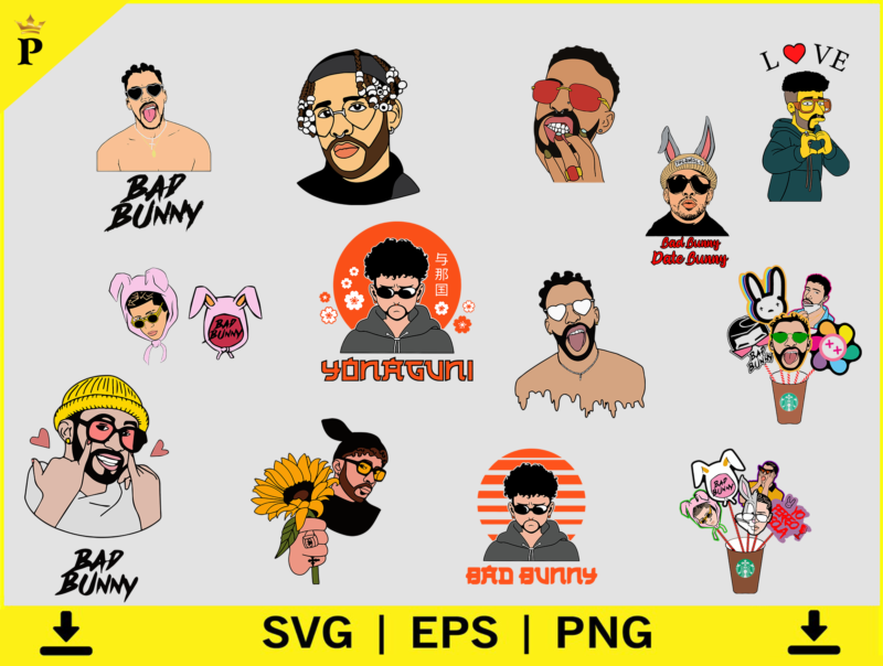 Bad Bunny Los Angeles svg eps png, for Cricut, Silhouette, digital