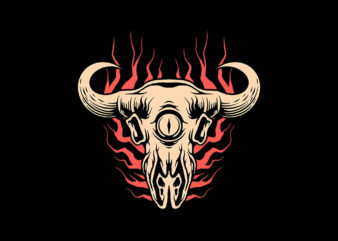 demonic bull t shirt vector illustration