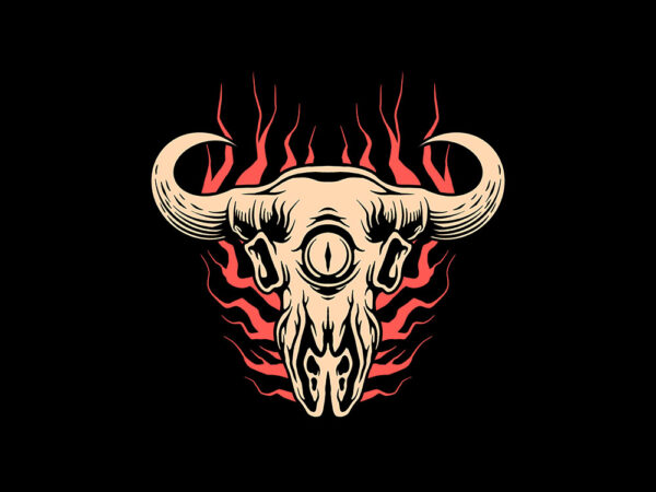 Demonic bull t shirt vector illustration