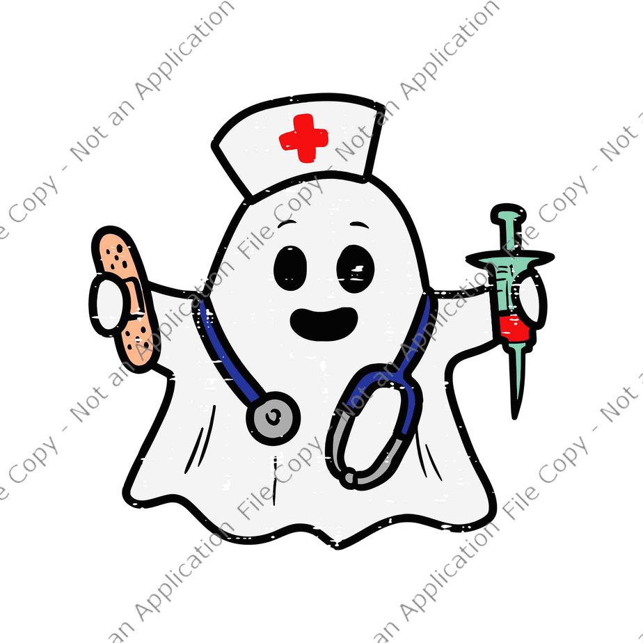 Nurse Ghost Scrub Top Halloween Svg, Nurse Halloween Svg, Nurse Ghost