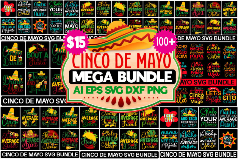 Cinco De Mayo Mega Bundle Cinco De Mayo Tshirt Design Bundle cinco De 