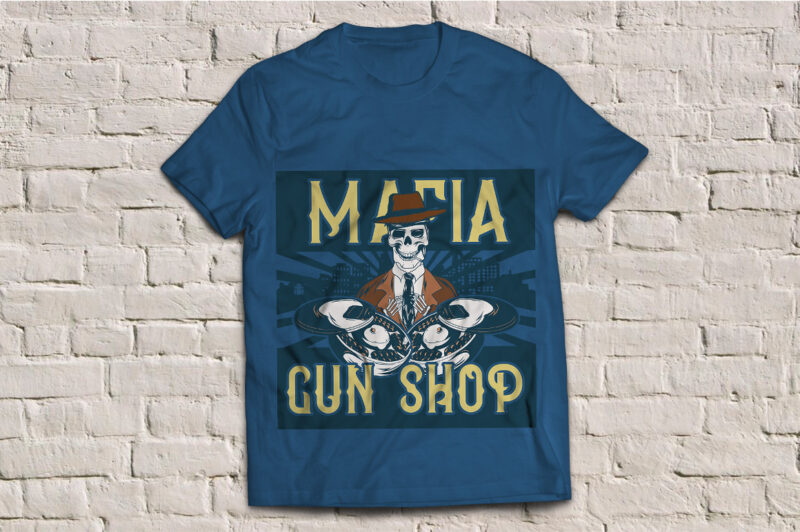 A gangster’s skeleton with a hat on, and bullets