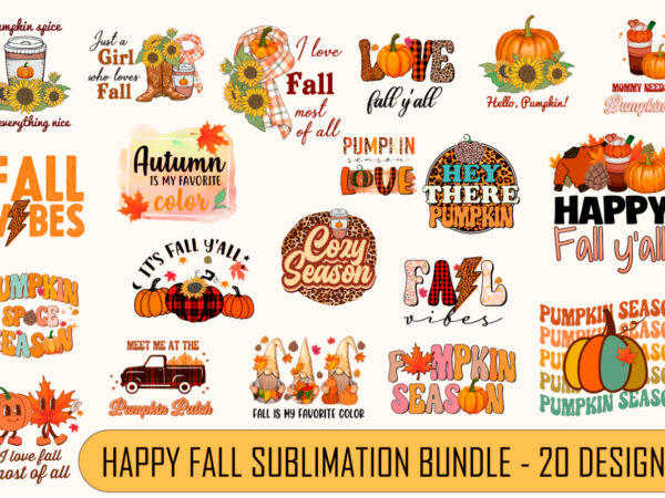 Happy fall sublimation bundle tshirt design