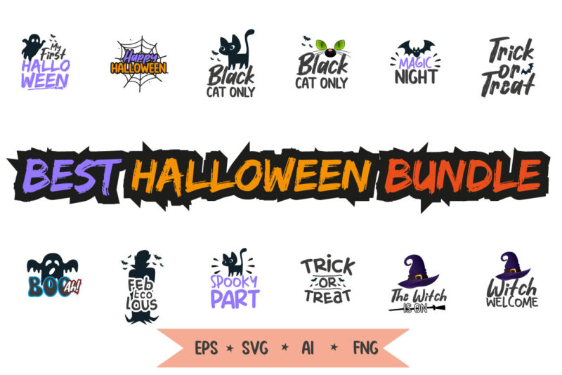 12 Best selling halloween T-shirt bundle svg eps png and ai