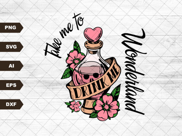 Take me to wonderland | skull ,halloween word t shirt designs for sale