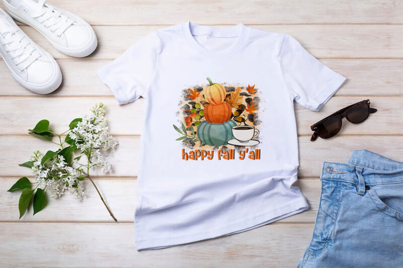 Happy Fall Y’all Sublimation Bundle, Fall Png Tshirt Design