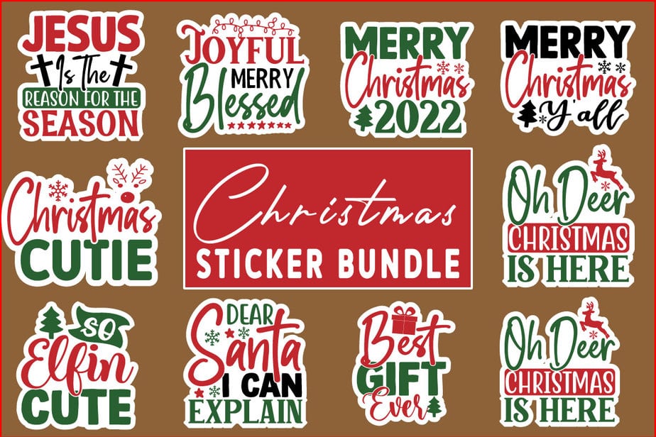 Christmas Sticker Design Bundle - Buy t-shirt designs