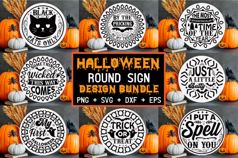 Halloween Round Sign Design Bundle