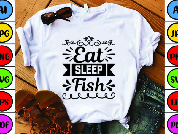 Eat sleep fish vector clipart