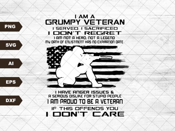 I am a grumpy veteran t shirt design for sale