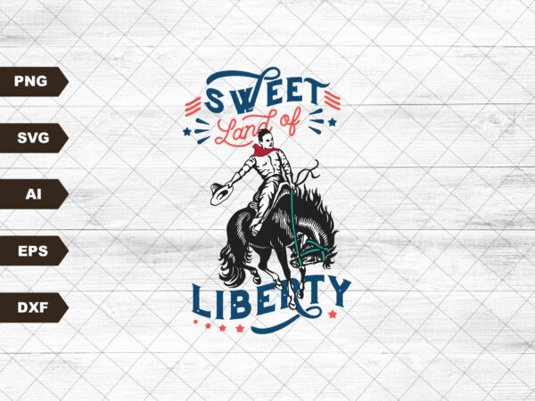 Sweet land of liberty vintage 4th of july png sublimation design 4th of july t shirt design retro png freedom western sublimation