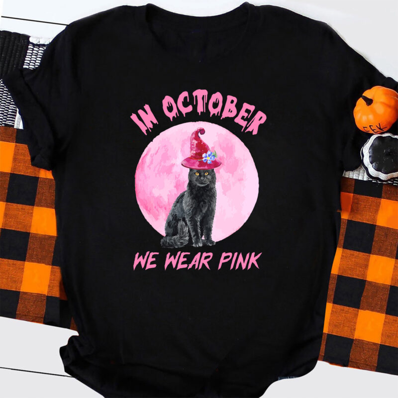 In October We Wear Pink Cute Cat Breast Cancer Awareness Shirt, Halloween  Candy Jar Ideas