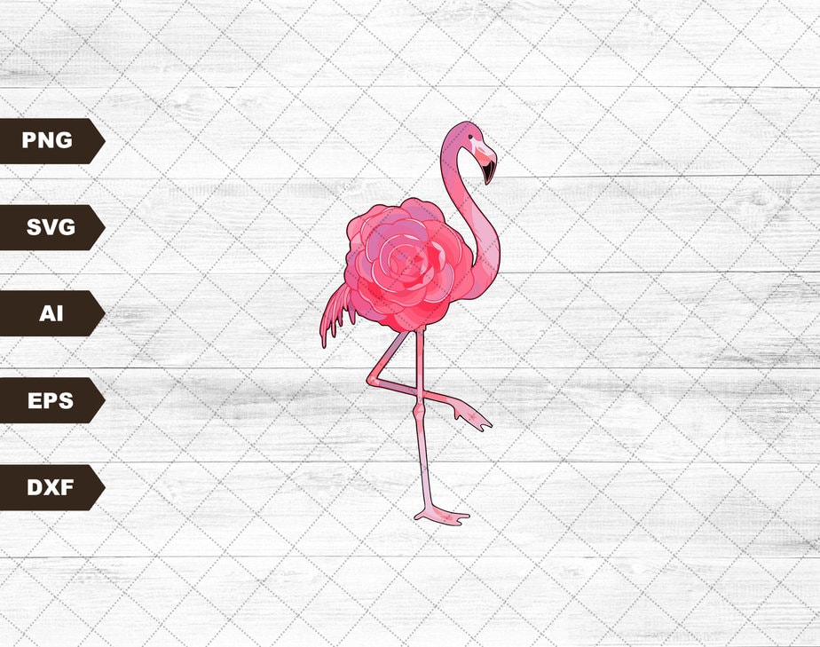 Floral Flamingo Pink Svg File Eps File Png File File Instant Digital Download Cricut Cut 7342