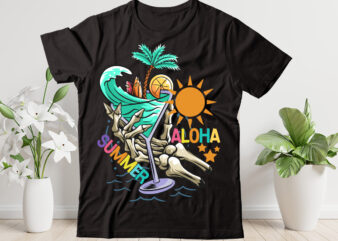 Aloha Summer T-shirt Design,summer t-shirt design ,summer t-shirt design bundle, summer svg bundle,summer svg,beach bum png, summer png, beach life, designs downloads, boho sublimations, png, clipart, sublimation design, t-shirt design,retro