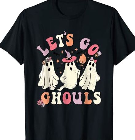Retro Groovy Let's Go Ghouls Halloween Ghost Outfit Costume T-Shirt CL ...