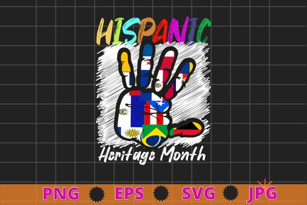 National hispanic heritage month the palm of the hand flag tree roots latino t-shirt design