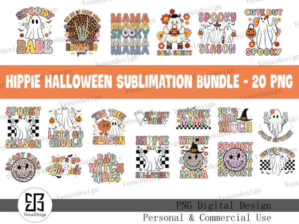 Hippie halloween sublimation bundle – 20 png graphic t shirt