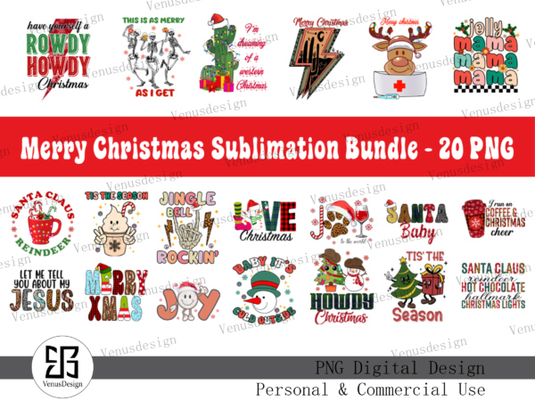 Merry christmas sublimation bundle – 20 png t shirt designs for sale