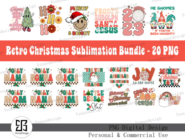 Retro christmas sublimation bundle t shirt design online