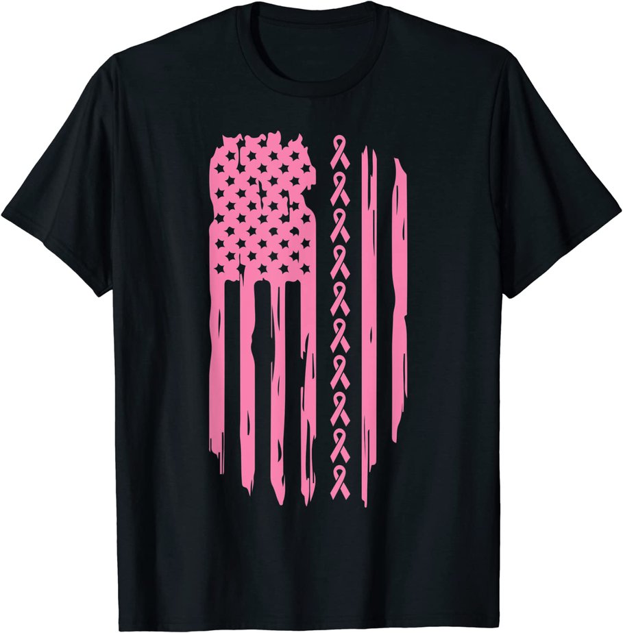 Fight Breast Cancer T-Shirts | FIGHT CANCER US FLAG CL - Buy t-shirt ...