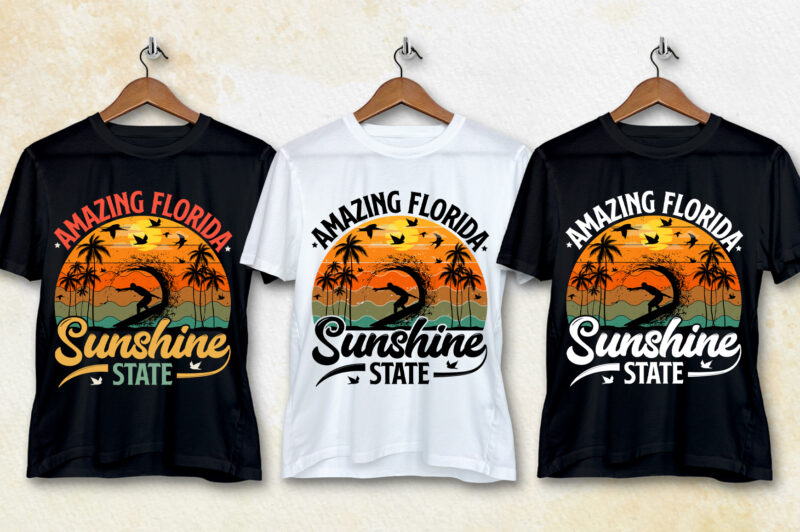 Amazing Florida Sunshine State T-Shirt Design-Vacation T-Shirt Design