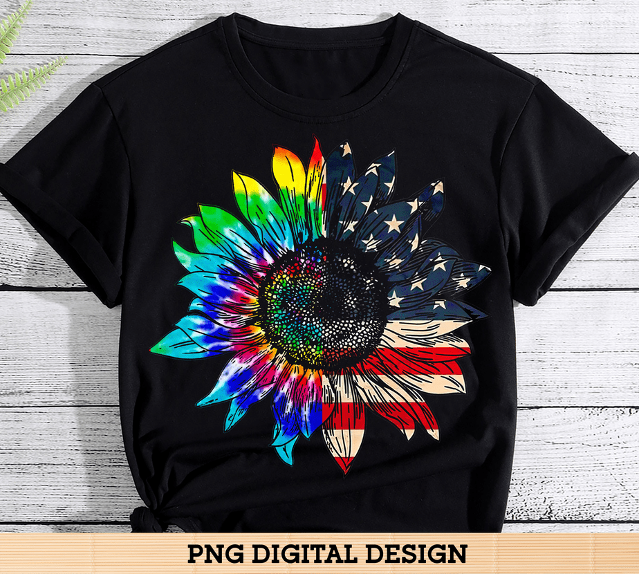 American Flag Tie Dye Sunflower - Buy t-shirt designs