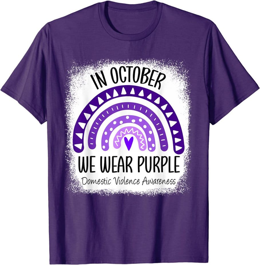 Rainbow October We Wear Purple Domestic Violence Awareness T Shirt Cl Buy T Shirt Designs 1203