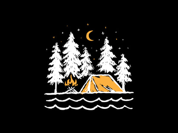 Night camping T shirt vector artwork