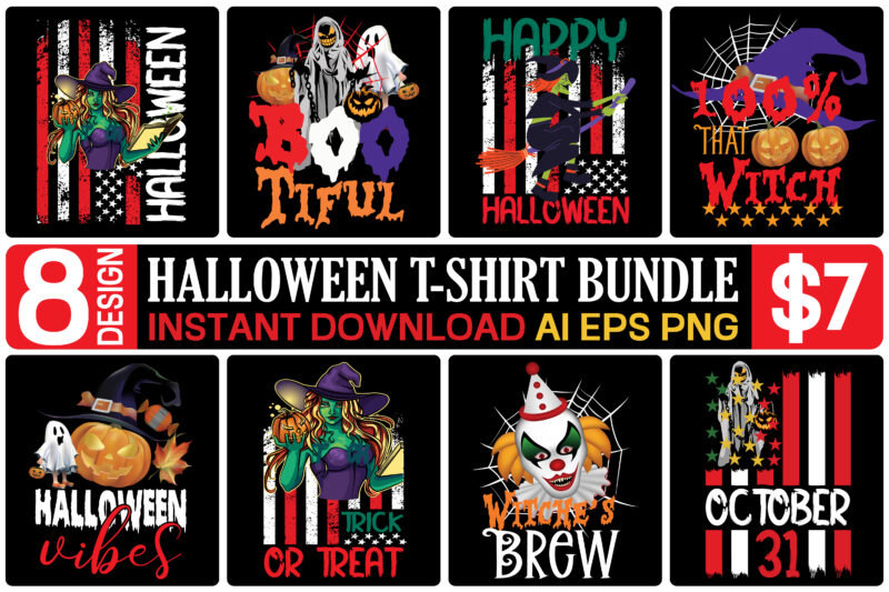 Halloween T-Shirt Design Bundle, Halloween SVG bundle By Rana Creative
