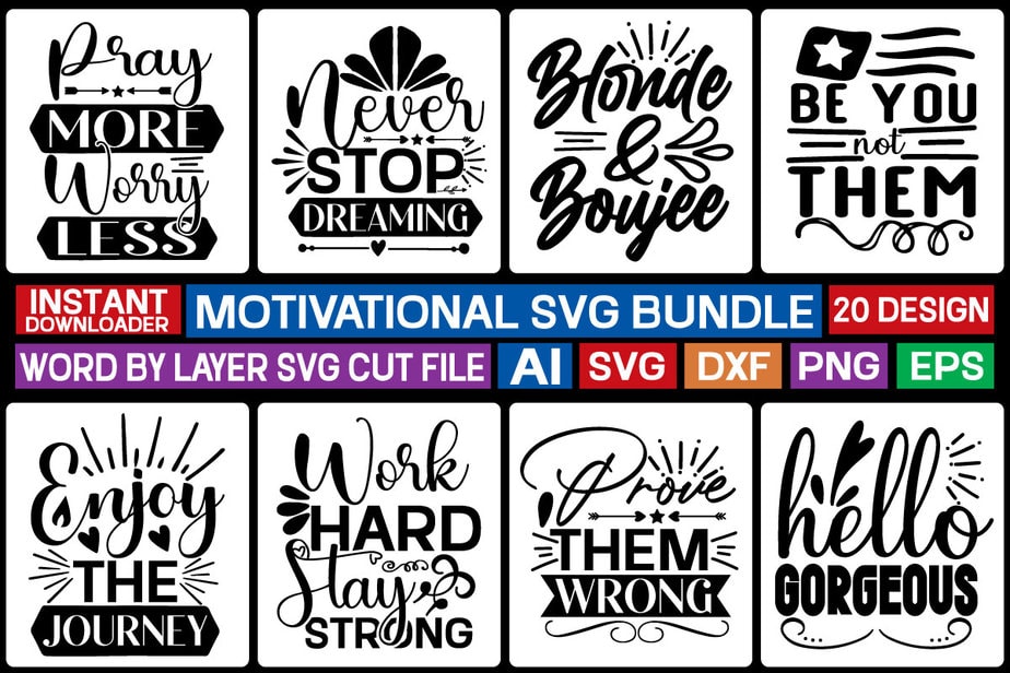 Motivational Tshirt Design bundle,Inspirational Quotes Svg Bundle ...