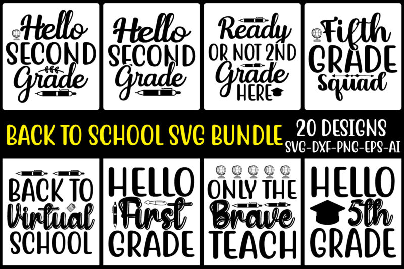 Back To School SVG Bundle, Teacher Svg, monogram svg, school bus svg, Book, 100th days of school, Kids Cut Files for Cricut, Silhouette, PNG,Hello School SVG Bundle, Back to School