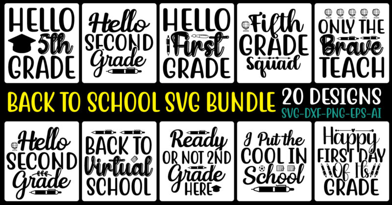 Back To School SVG Bundle, Teacher Svg, monogram svg, school bus svg, Book, 100th days of school, Kids Cut Files for Cricut, Silhouette, PNG,Hello School SVG Bundle, Back to School