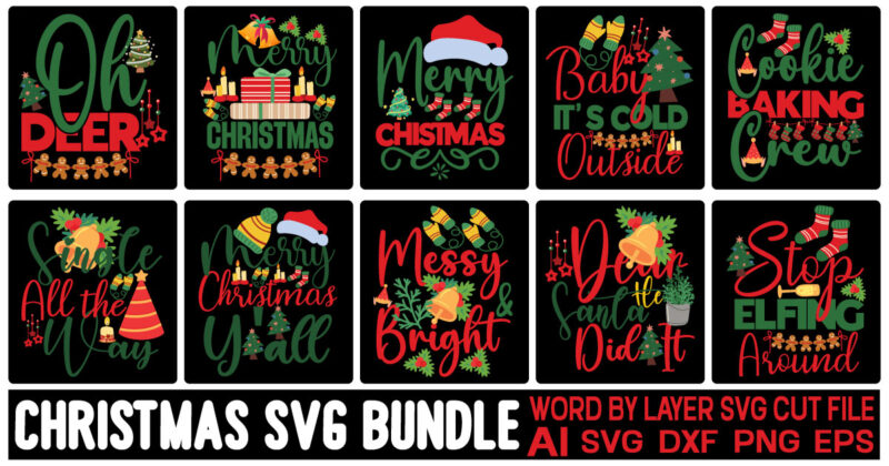 Christmas t-shirt design bundle,Christmas SVG Bundle, Winter SVG, Santa SVG, Winter svg Bundle, Merry Christmas svg, Christmas Ornaments svg, Holiday Christmas svg Cricut