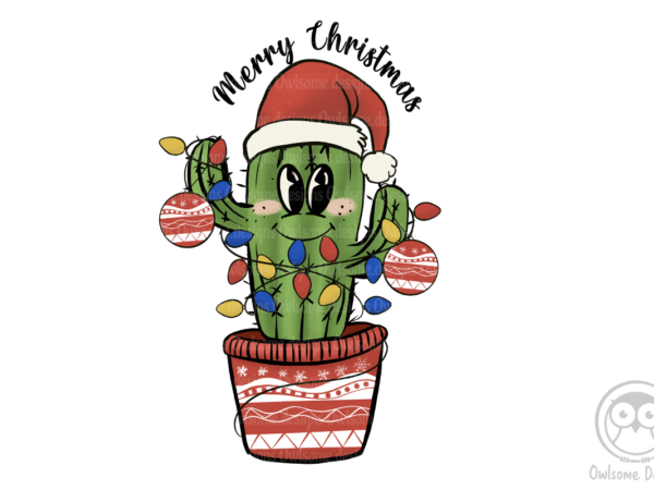 Cactus christmas sublimation t shirt vector file