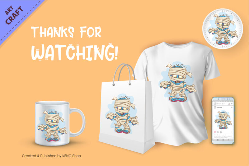 Cartoon Mummy. Crafting, Sublimation.