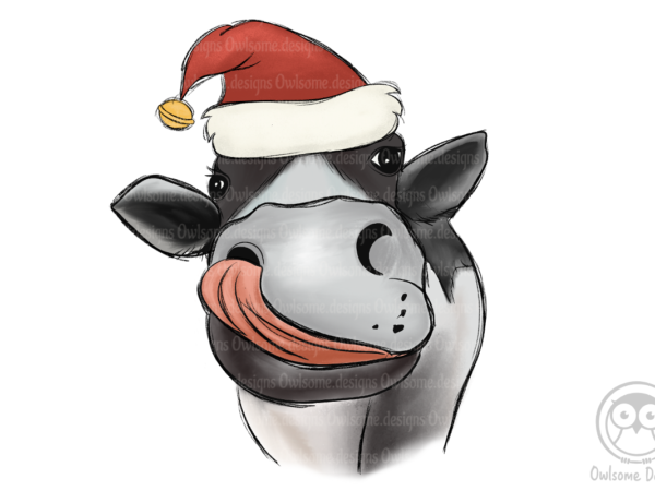 Cow christmas sublimation t shirt vector file