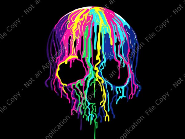 Colorful melting skull art graphic halloween png, colorful skull png, skull halloween png, skull png, halloween png