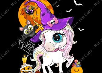 Unicorn Witch Hat Pumpkin Halloween Little Girls Png, Unicorn Halloween Png, Unicorn Witch Png, t shirt vector graphic