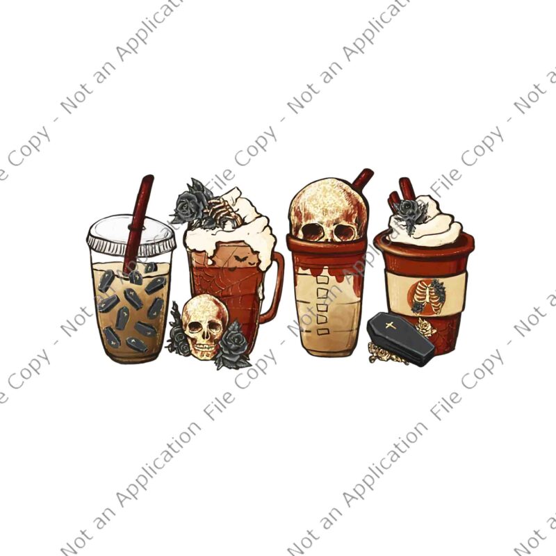 Horror Fall Coffee Pumpkin Spice Latte Iced Halloween Png, Horror Coffee Halloween Png, Pumpkin Halloween Png, Halloween Png