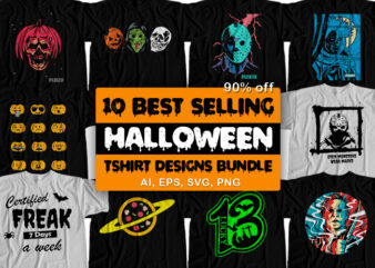 10 Best Selling Halloween T-Shirt Design Bundle For Commercial Use