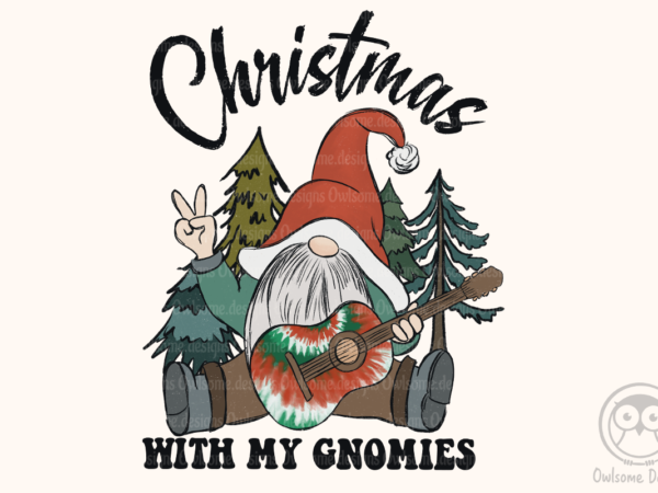 Gnomes hippie christmas sublimation t shirt design template