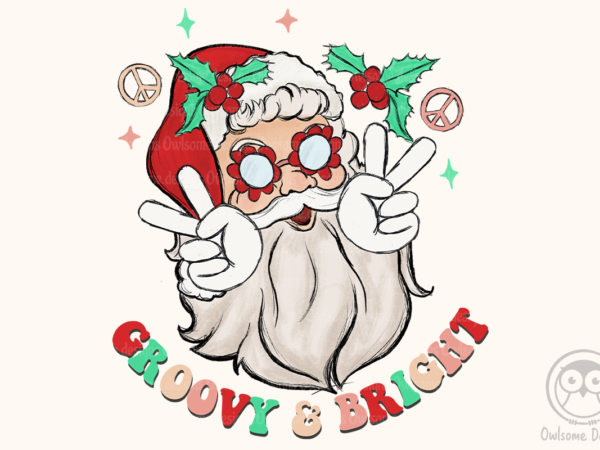 Groovy and bright christmas sublimation t shirt design template