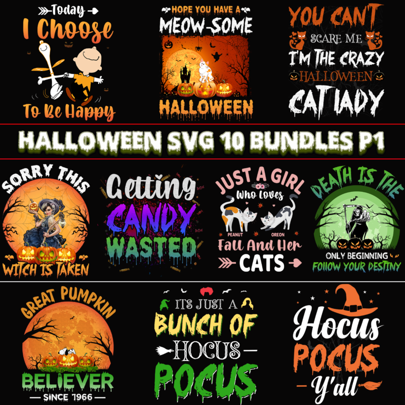 10 Bundle Halloween Part 1, Bundle Halloween, Bundles Halloween SVG, Halloween Bundle, Halloween Bundles, Halloween SVG Bundle, T shirt Design Halloween SVG Bundle, Halloween SVG t shirt design bundle, Bundle