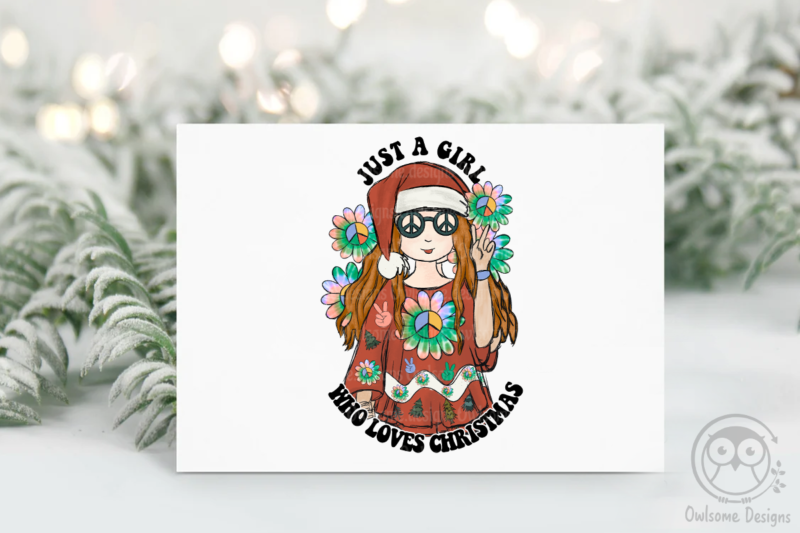 Hippie Girl Christmas Sublimation