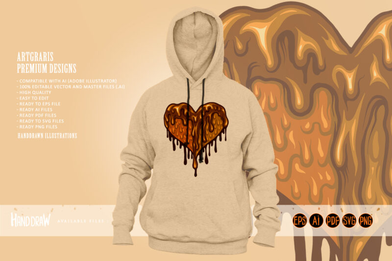 Heart love dripping chocolate svg