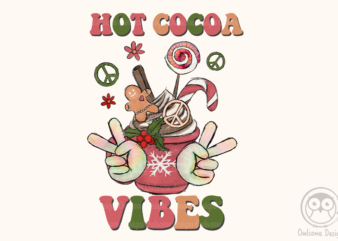 Hot COcoa Vibes Hippie Christmas Sublimation graphic t shirt