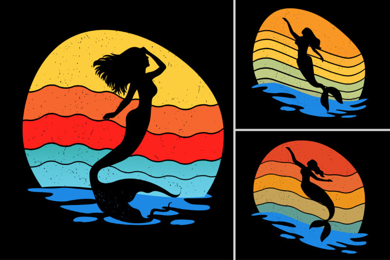 Sunset Retro Vintage T-Shirt Design Graphic Vector Background Bundle