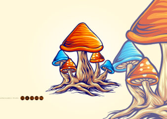 Mushrooms cute colorful svg