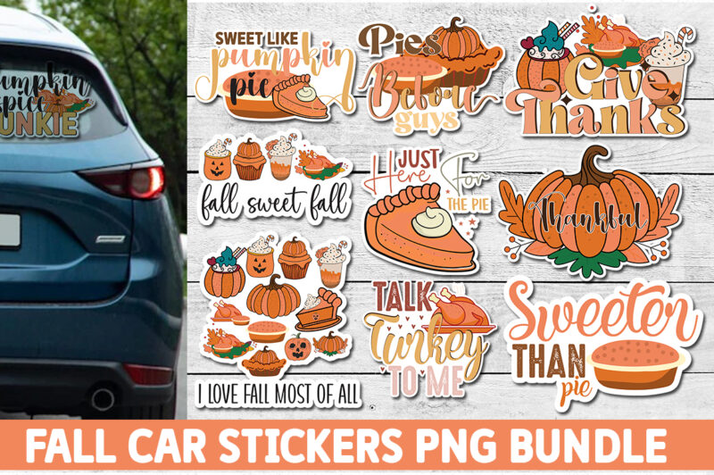 Fall Car Stickers PNG Bundle