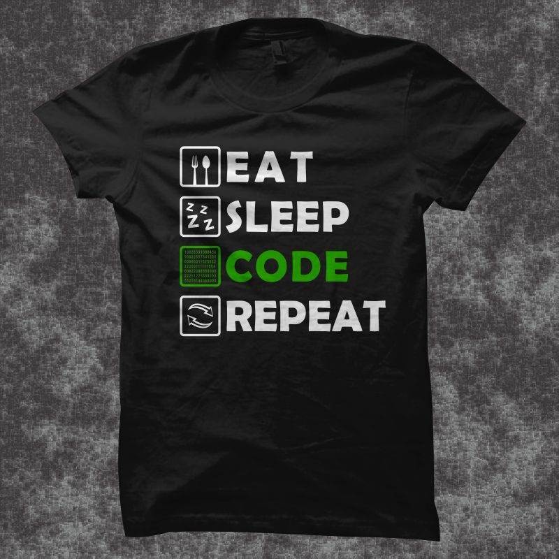 Eat sleep code repeat t shirt design, gamer t shirt svg, gamer print svg, gamer shirt, gaming t shirt, gamer vector illustration for sale